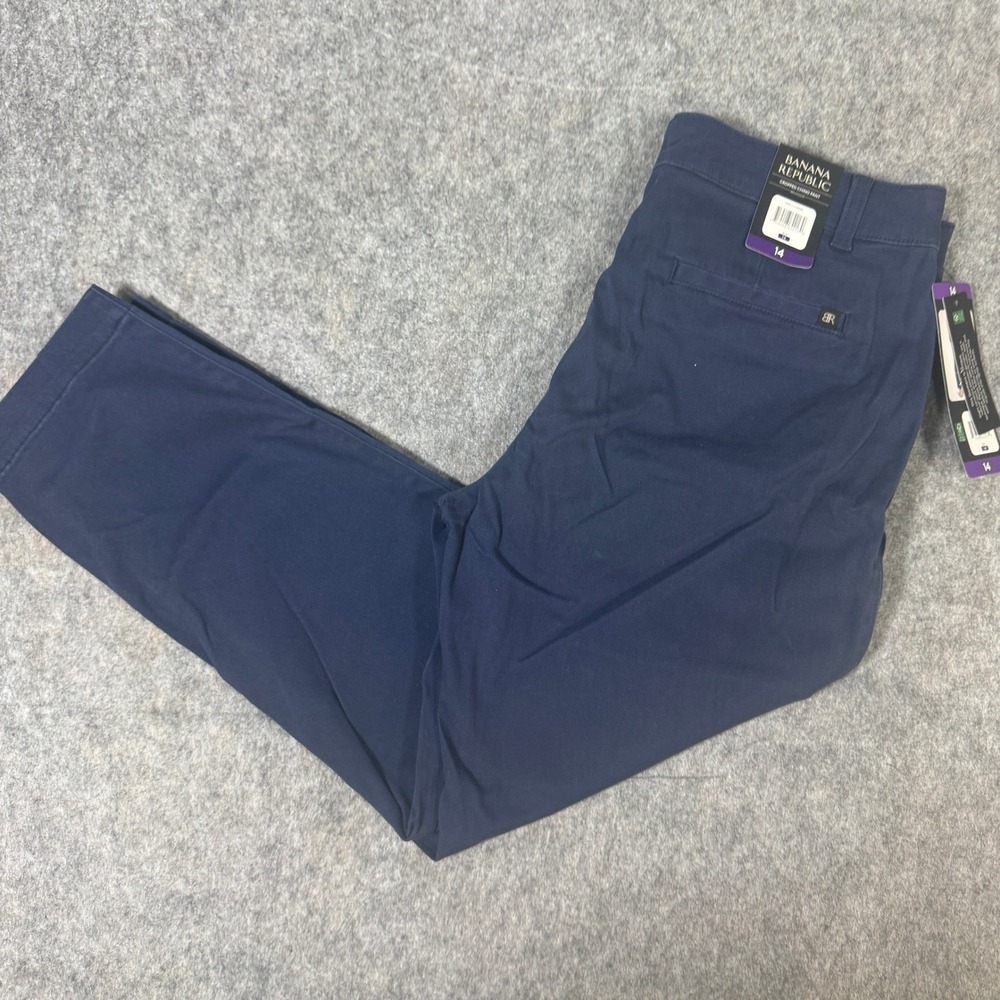 Banana Republic Womens Navy Blue Cropped Chino Pants Stretch Size 14 NWT